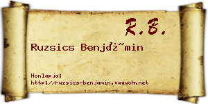 Ruzsics Benjámin névjegykártya